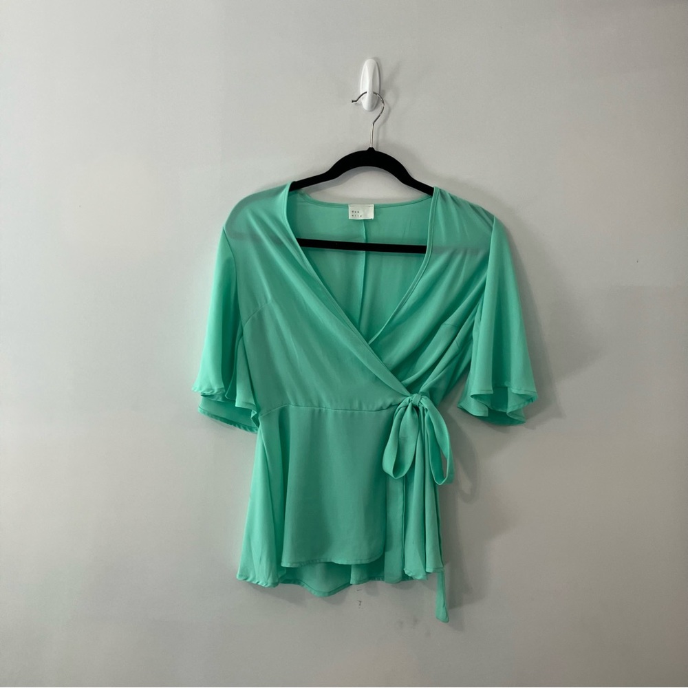 Beautiful Green Wrap Blouse- size S- only worn ONCE!
